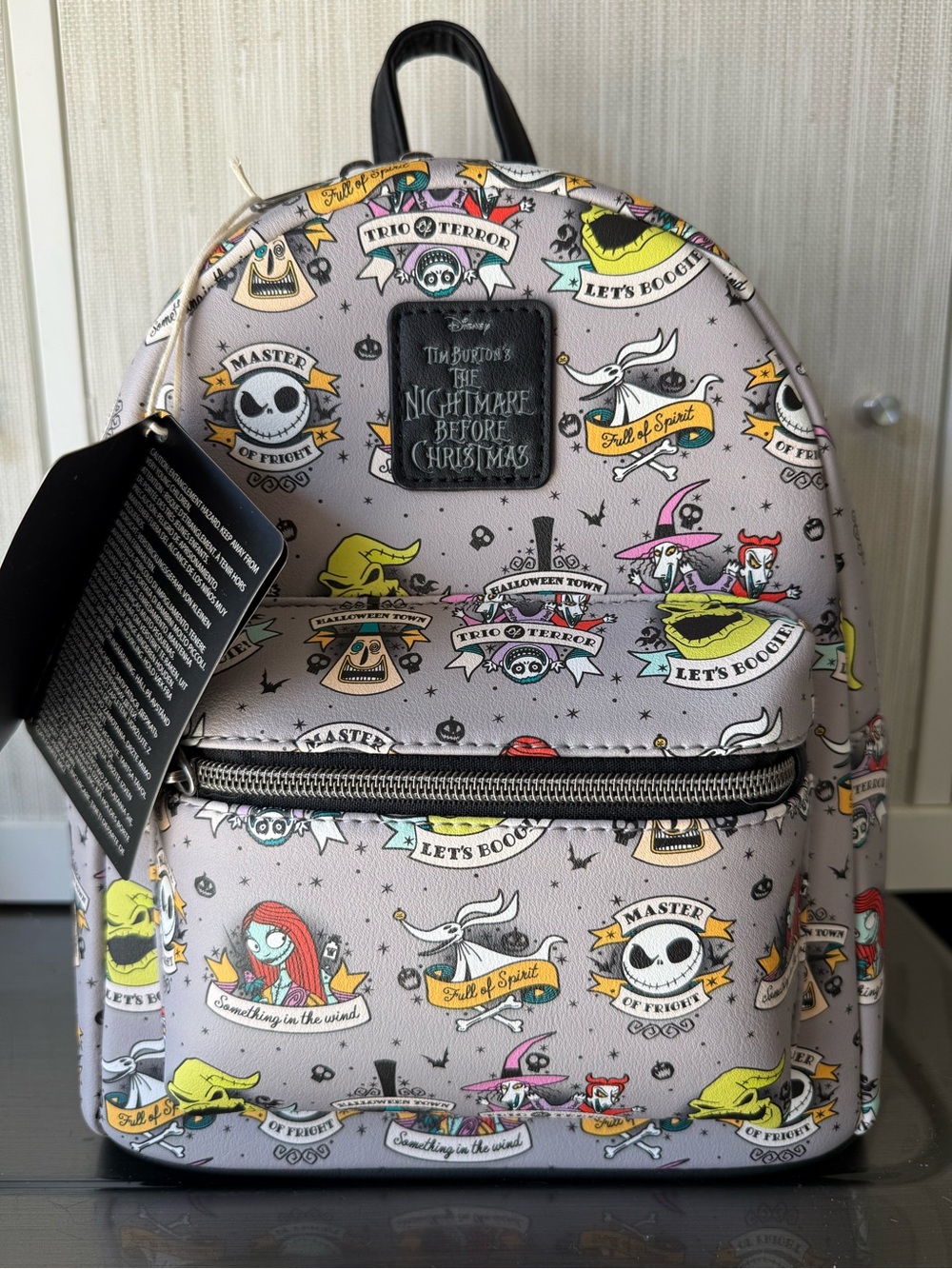 The Nightmare Before Christmas Mini Backpack - Gray Pattern
